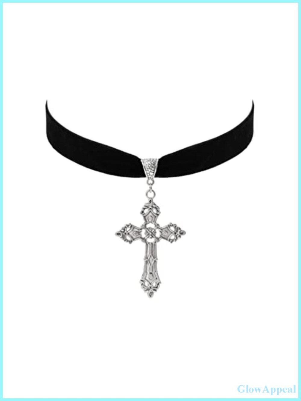 Velvet Cross Choker Necklace Zinc Alloy Gothic Pendant Goth Jewelry
